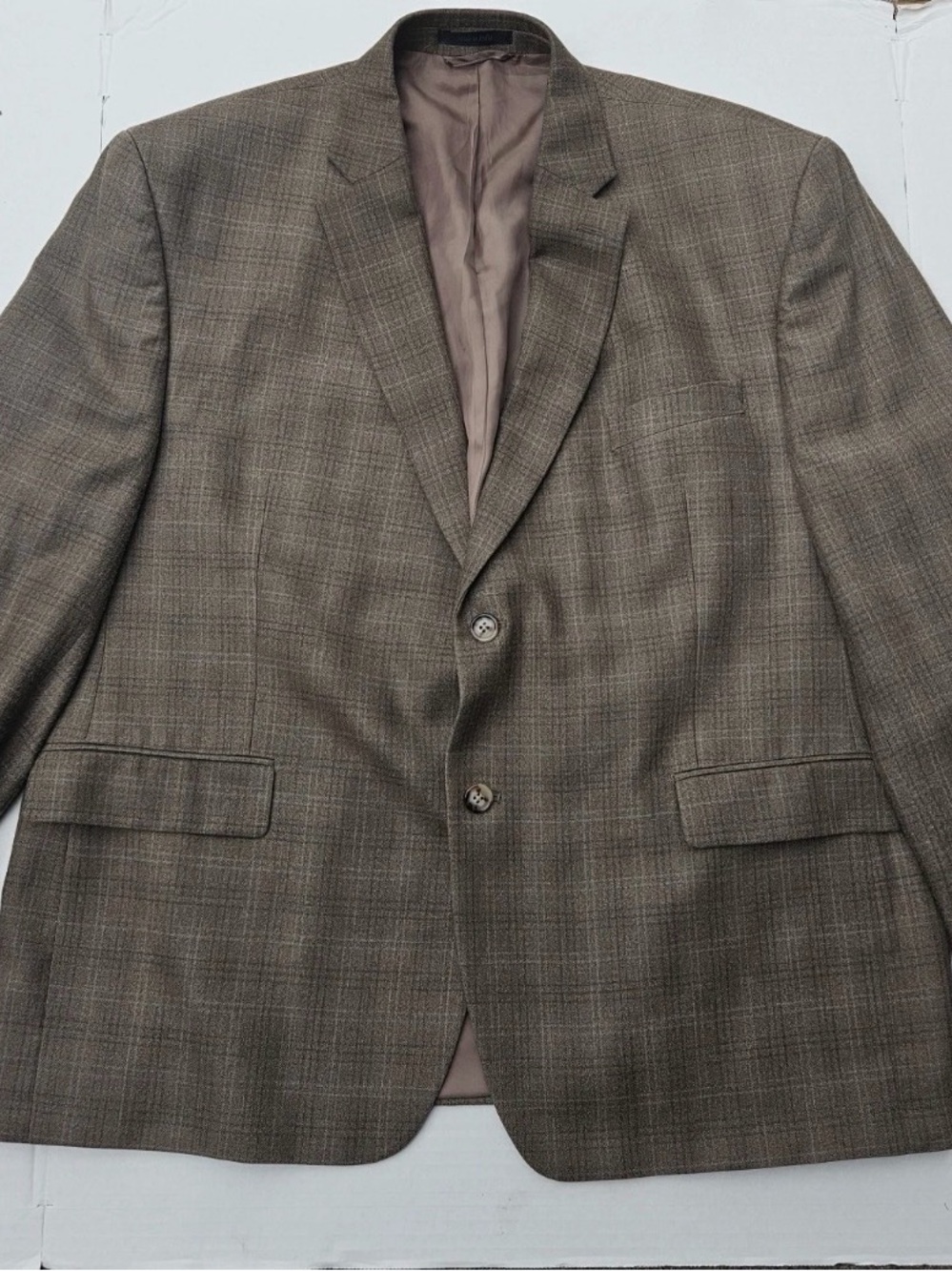 Lauren Ralph Lauren Men’s 46S Silk Wool Brown Plaid Blazer Sport Coat